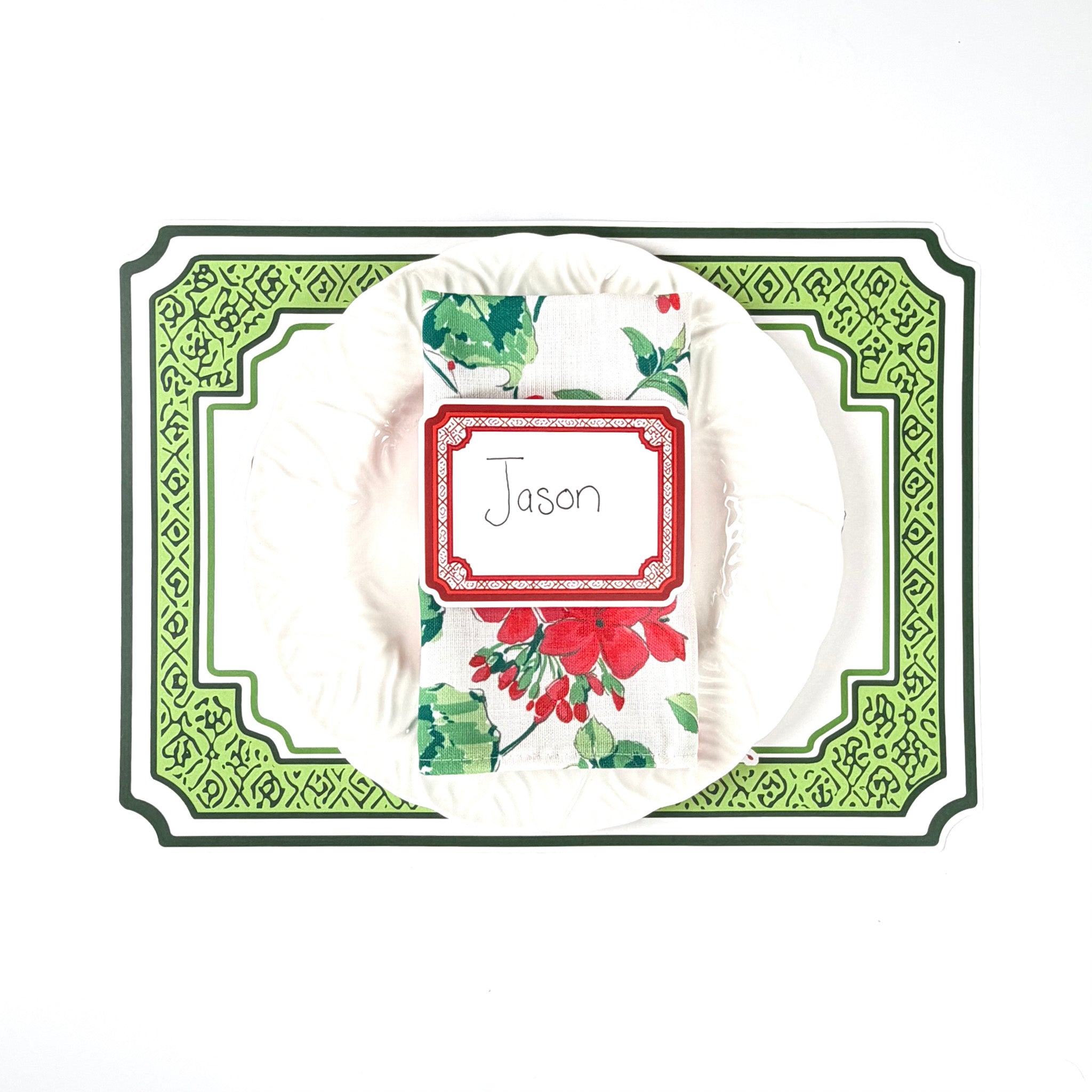 Shaped Geranium Paper Placemats, Set of 12