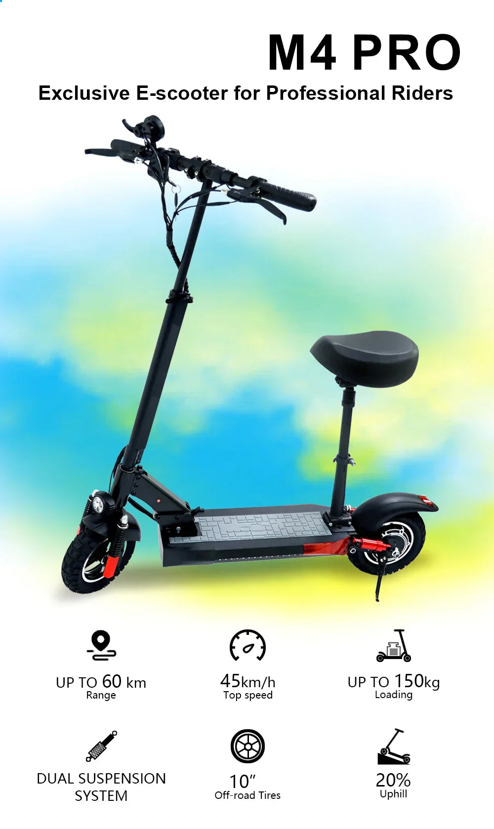 VICAN 48V Foldable Electric Scooter - 800W Max Speed 45km/h