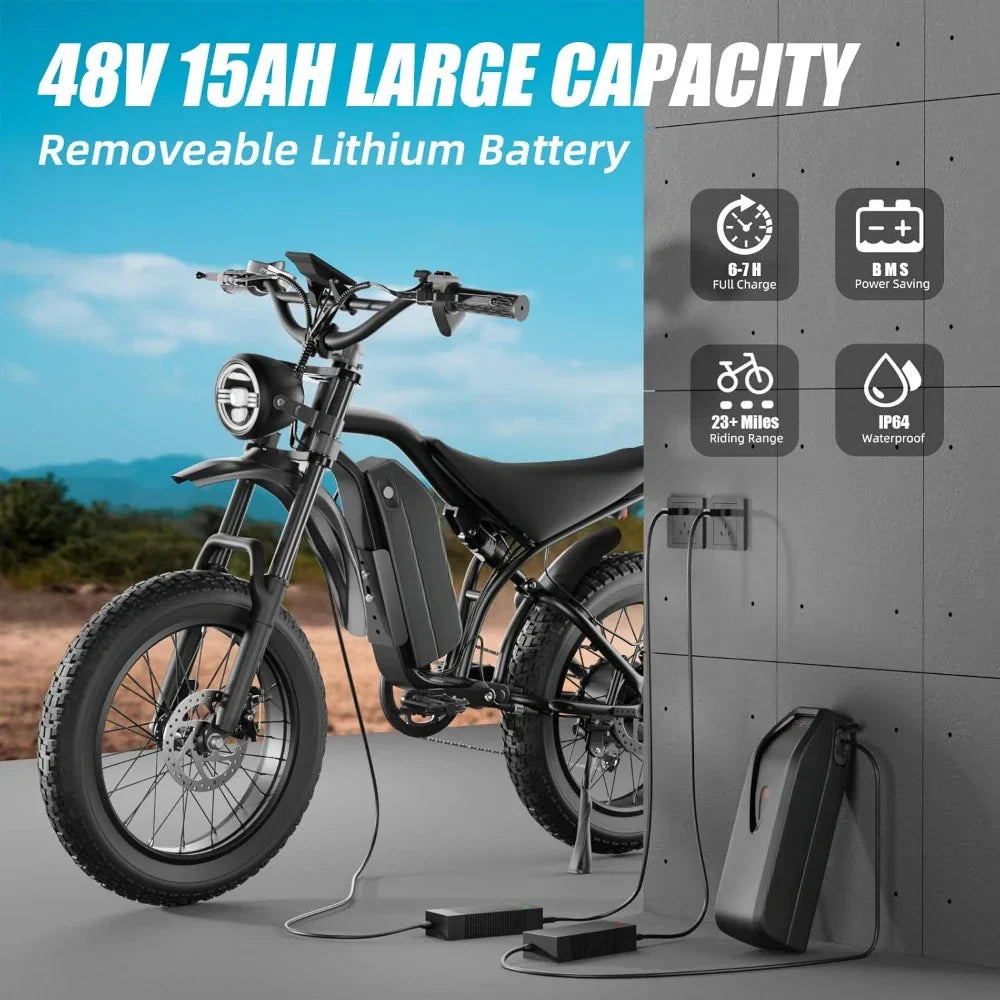 Fat Tire Electric Bike - 1200W Motor, 30+ MPH Speed