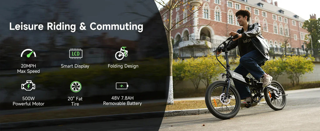 Isinwheel U5 500W Folding eBike – 20" Compact Commuter Electric Bike