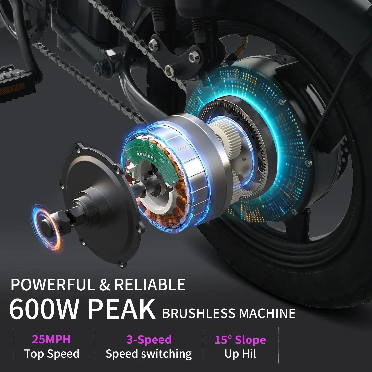 25MPH Folding Ebike - Lithium Battery, 14-Inch Wheels