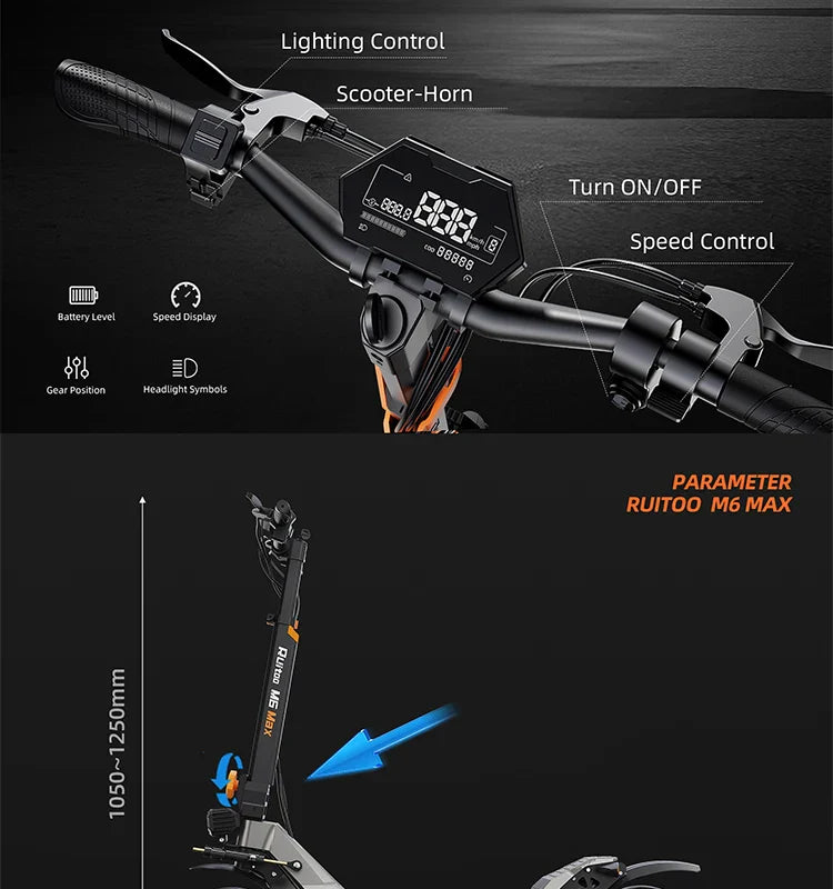 M6Max Dual Motor Scooter - 5600W, 60V, Fast Charging