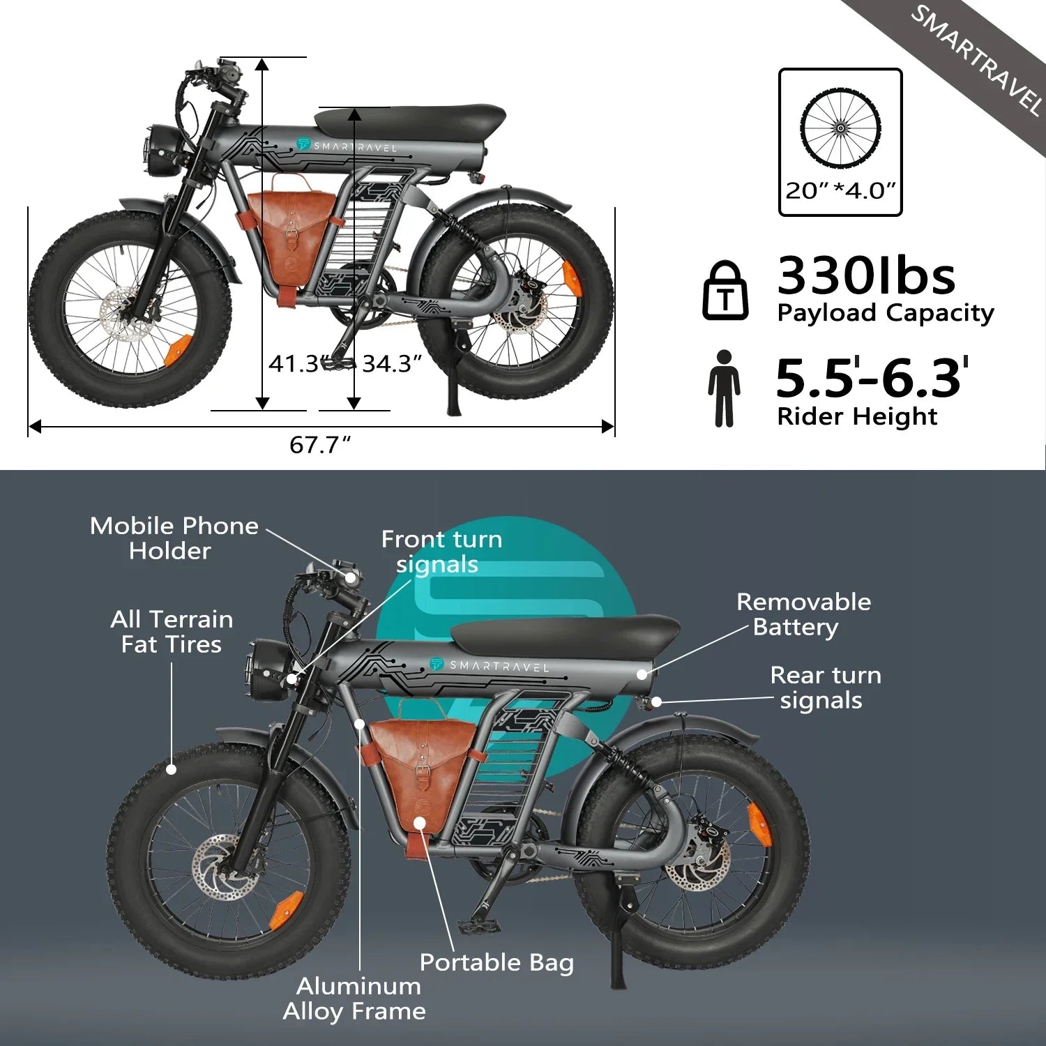 HEZZO 1200W Lithium Electric Bike - 48V, 20" Wheel, Fast Speed