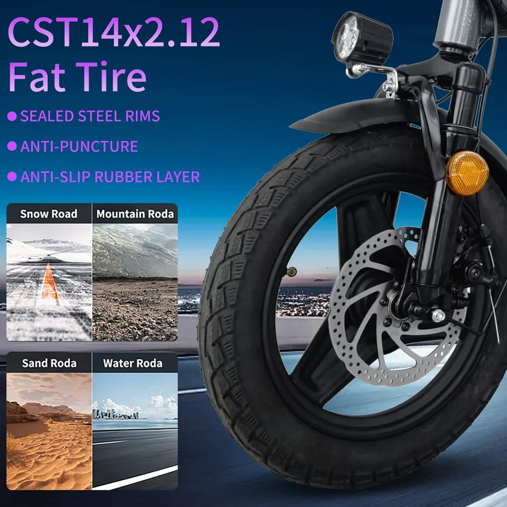 25MPH Folding Ebike - Lithium Battery, 14-Inch Wheels