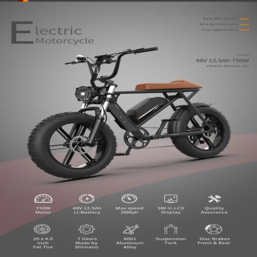 Motor Electric Bike - 48V Battery, 20" Wheels