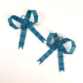 Hand-Painted Tole Small Bow Ornaments, Set of 2 - Blue