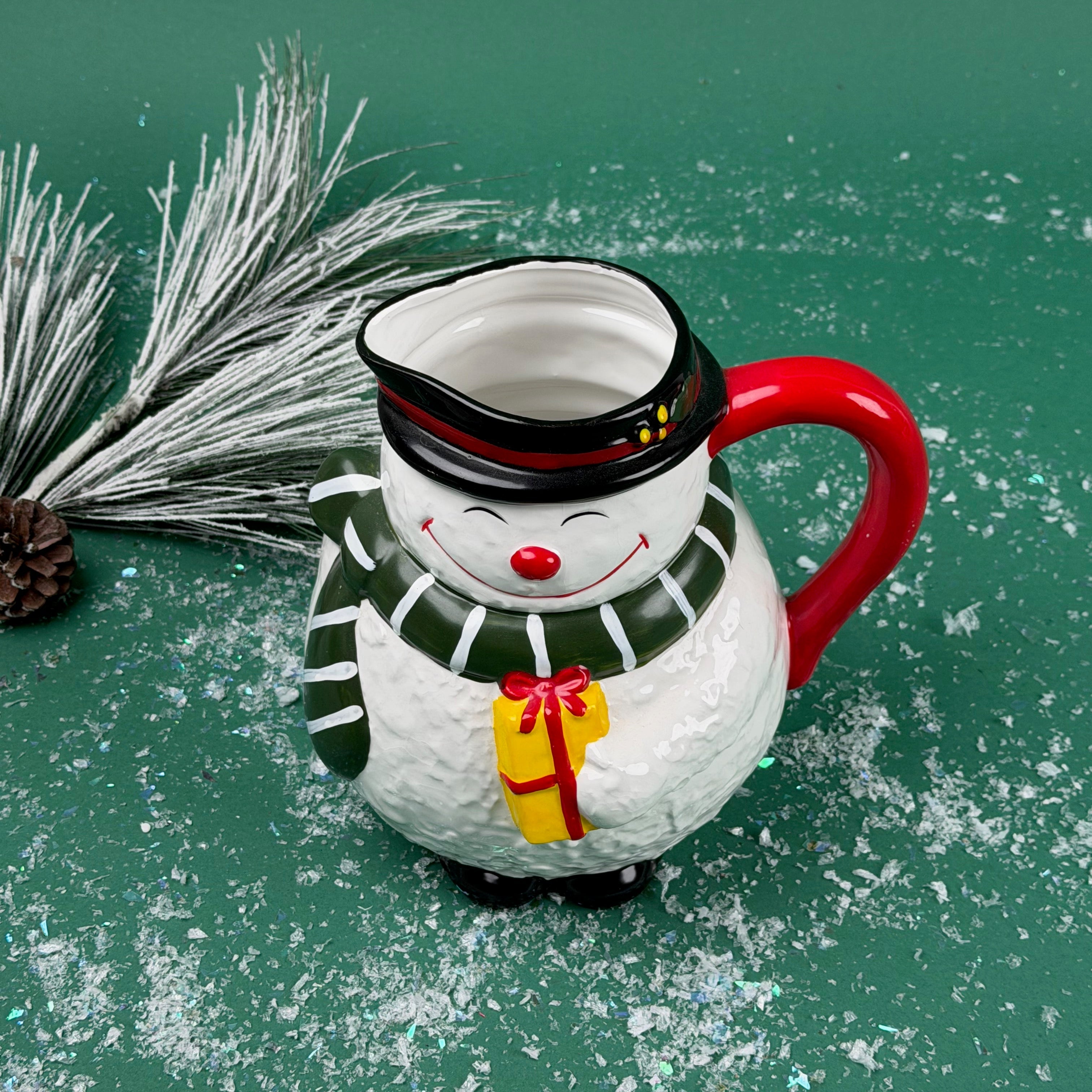 Snowman Christmas Ceramic Pitcher