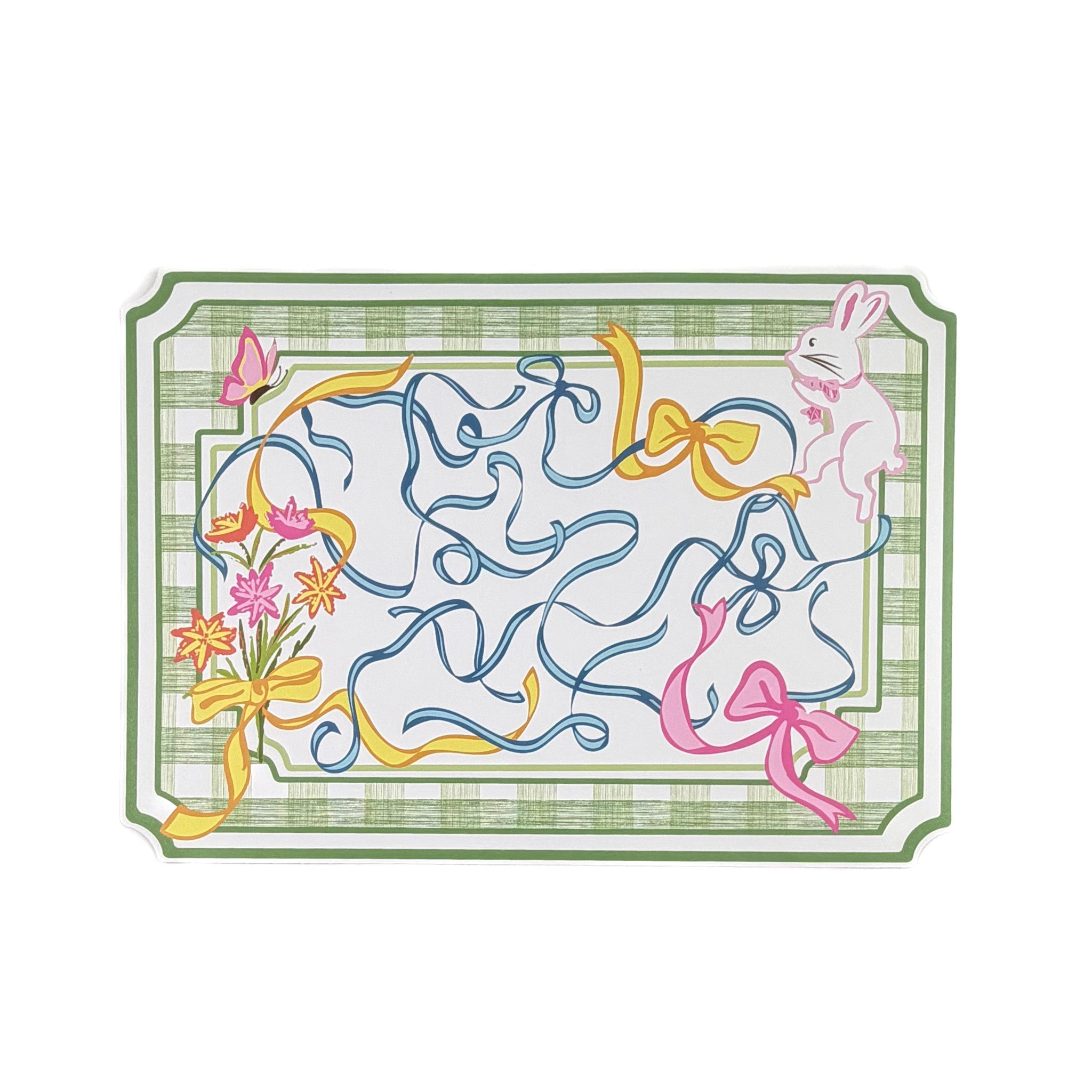 Gingham and Easter Bunny Spring Paper Placemats, Set of 12