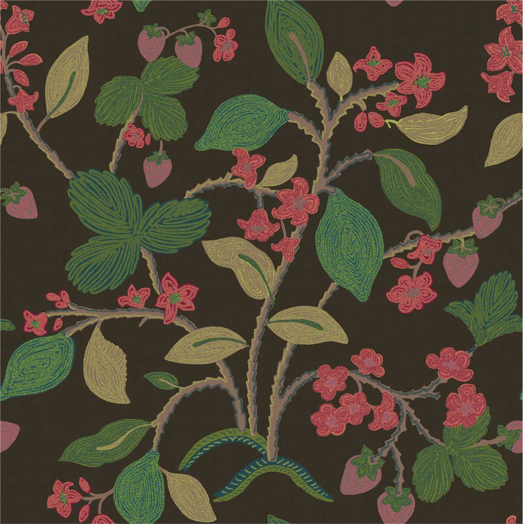 Strawberry Hill Unpasted Wallpaper - Chocolate