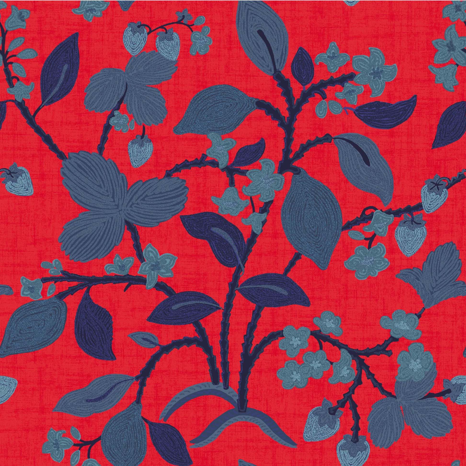 Strawberry Hill Unpasted Wallpaper - Deep Red