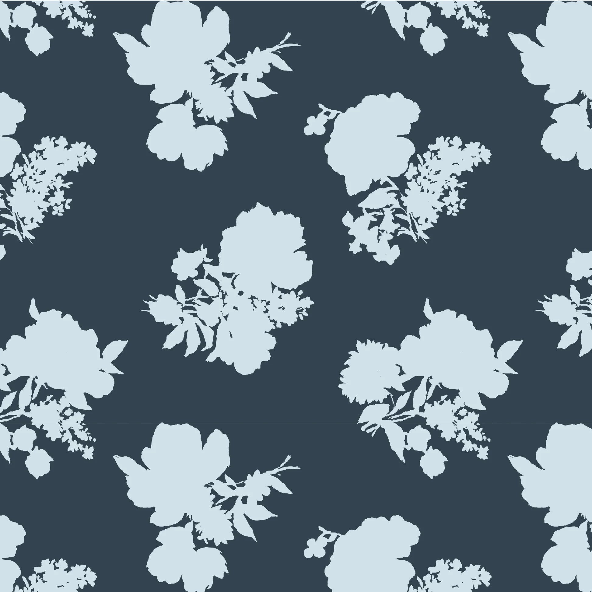 Swans Island Silhouette Unpasted Wallpaper - Navy Blue