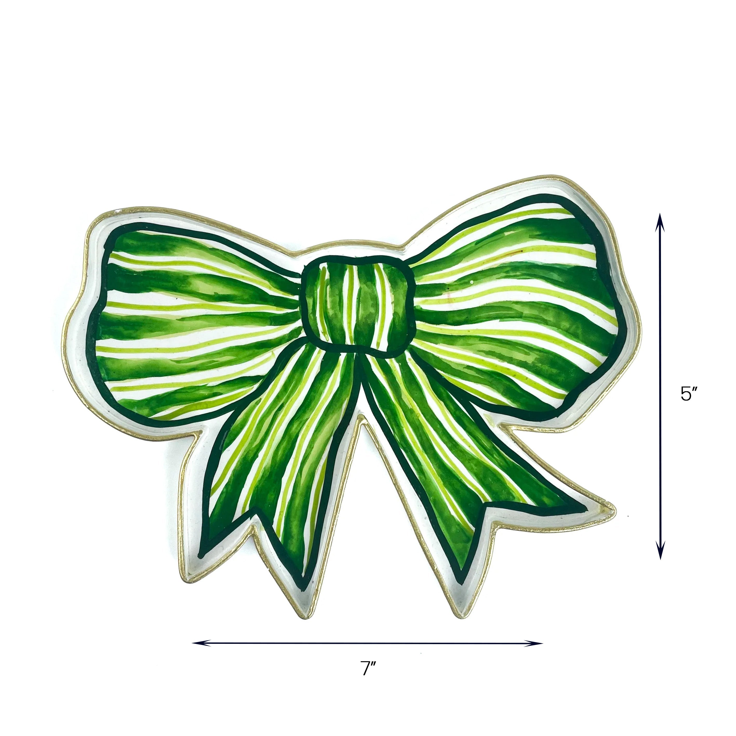 Hand-Painted Tole Metal Bow Tray - Green