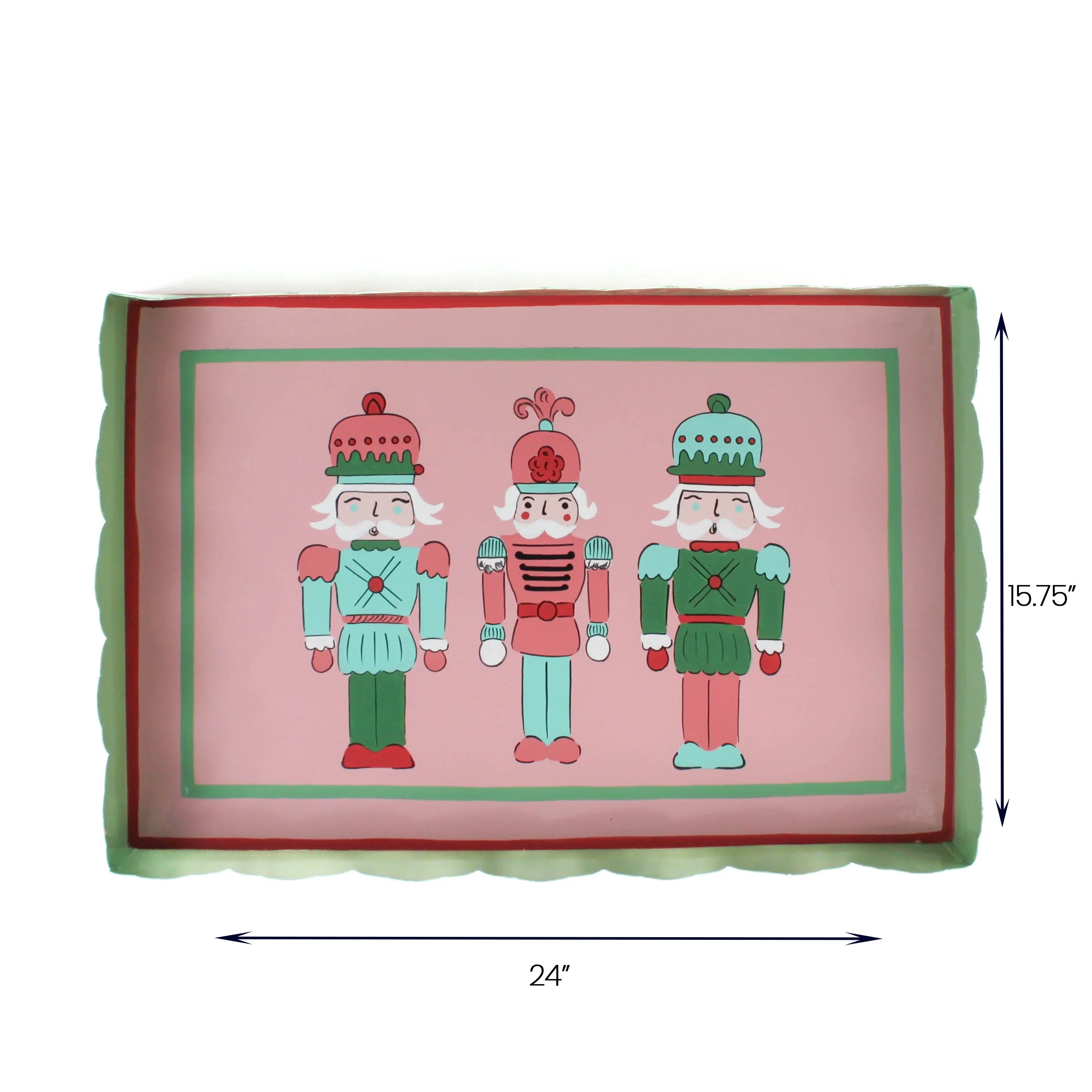 Hand-Painted Tole Metal Christmas Nutcracker Tray