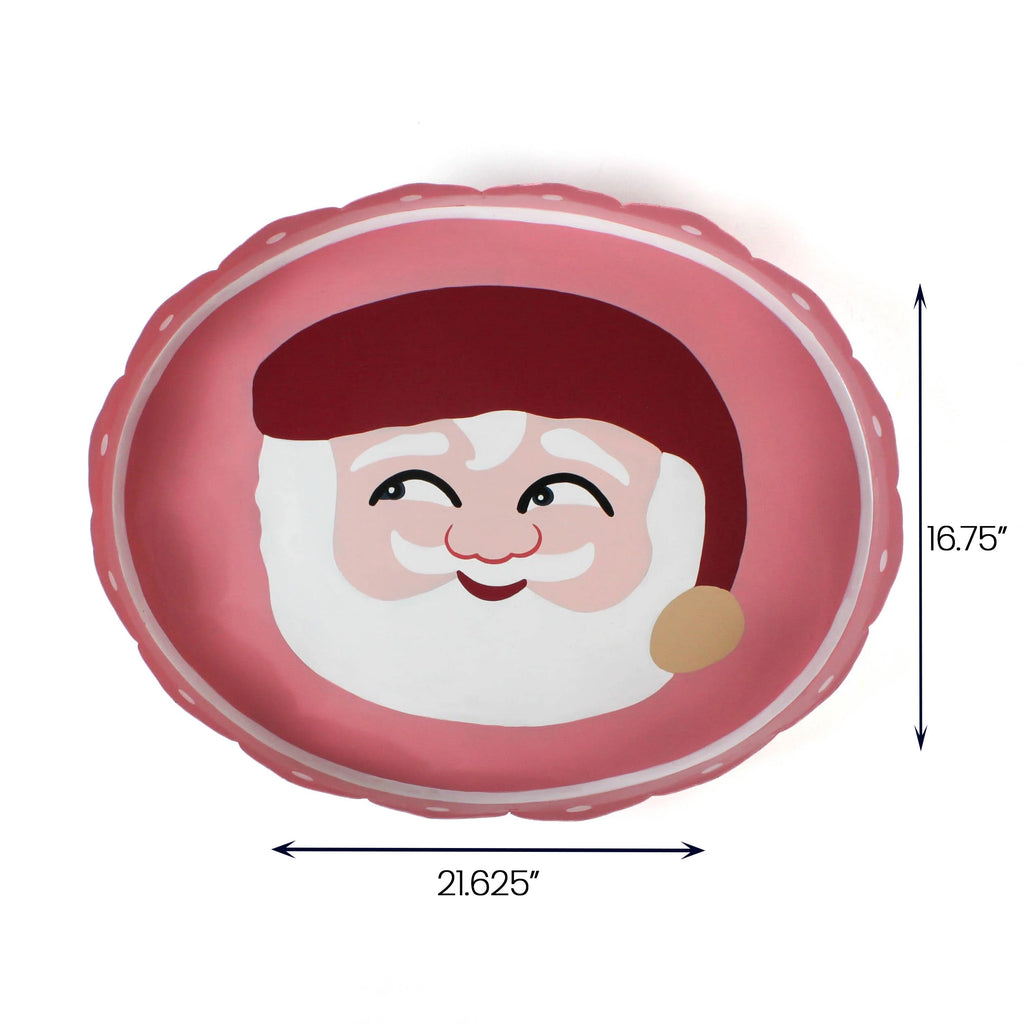 Hand-Painted Tole Metal Christmas Santa Tray