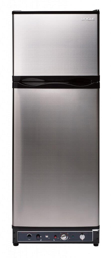 UNIQUE 10 CU/FT Propane Fridge with Freezer - Stainless Steel