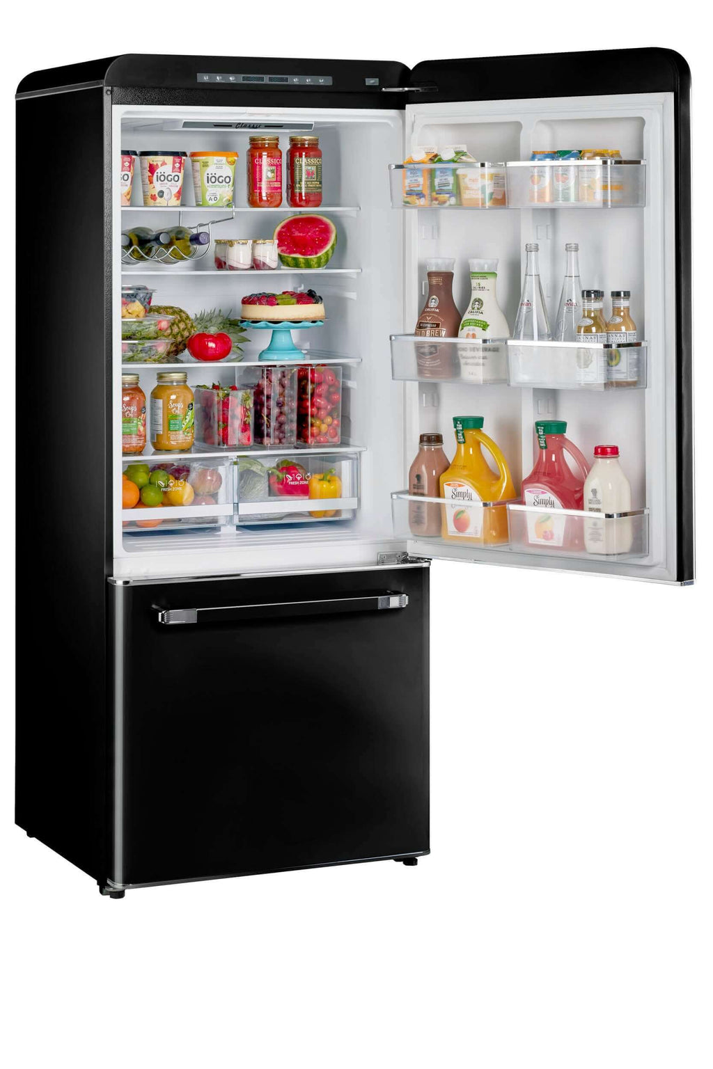 Unique 120V 18 Cu/Ft Classic Retro Bottom Mount Refrigerator