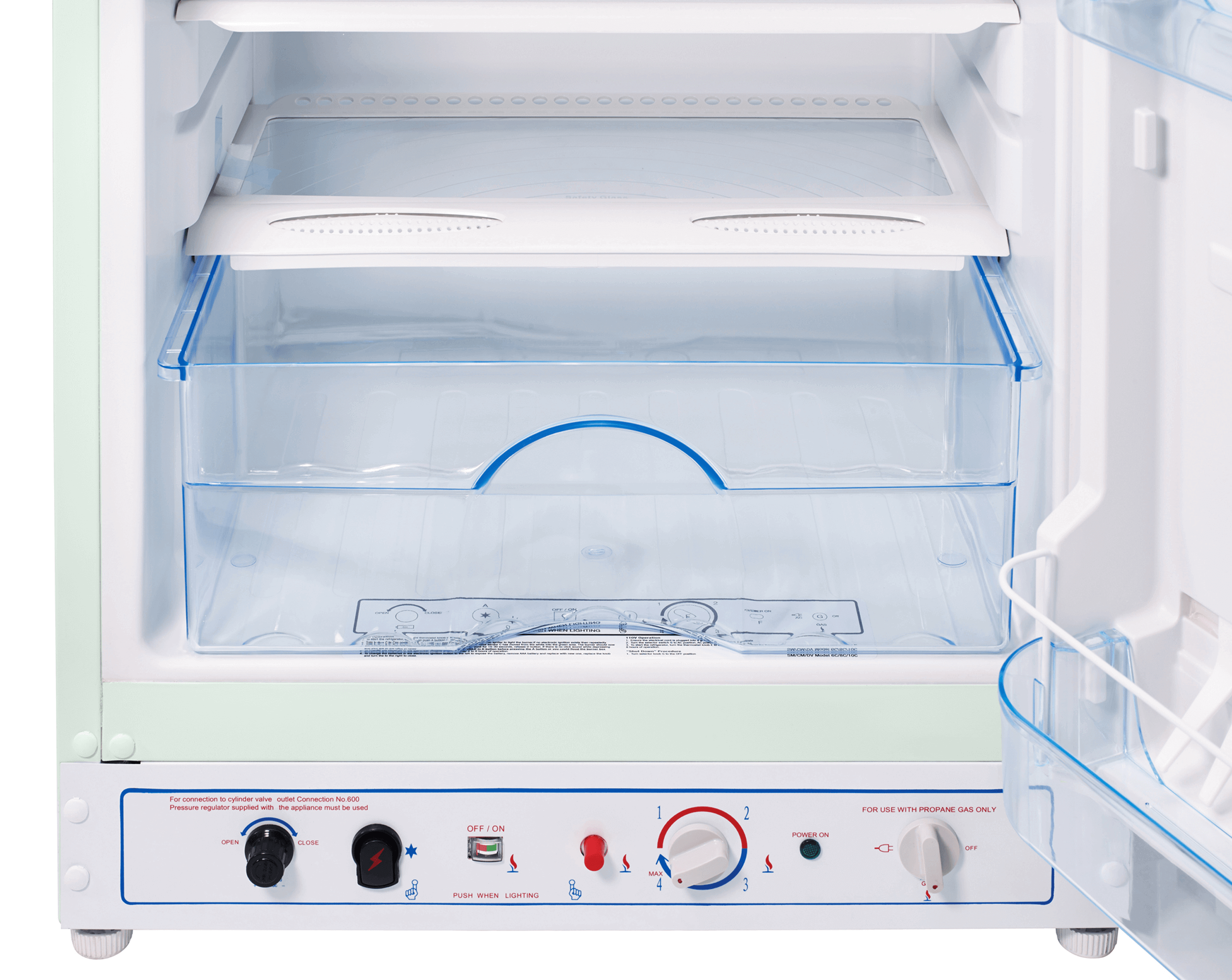 Unique 10 CU/FT Classic Retro Propane Fridge - Light Green