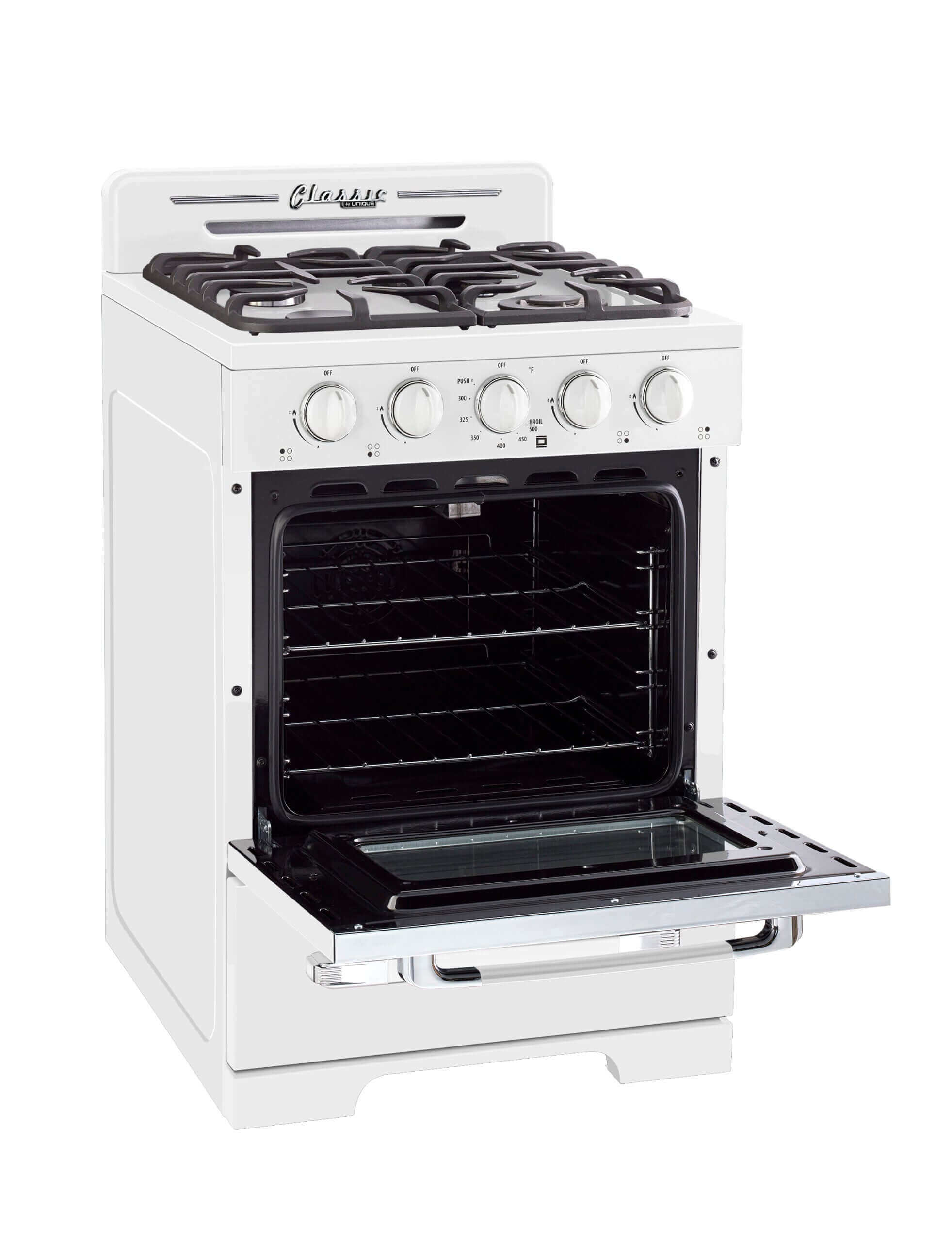 Unique 24" Classic Retro Propane Range (Battery Ignition) - White