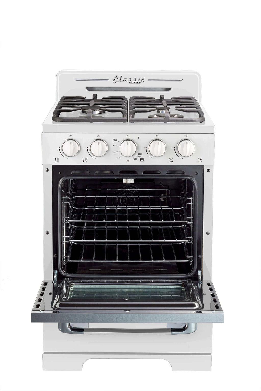 Unique 24" Classic Retro Propane Range (Battery Ignition) - White