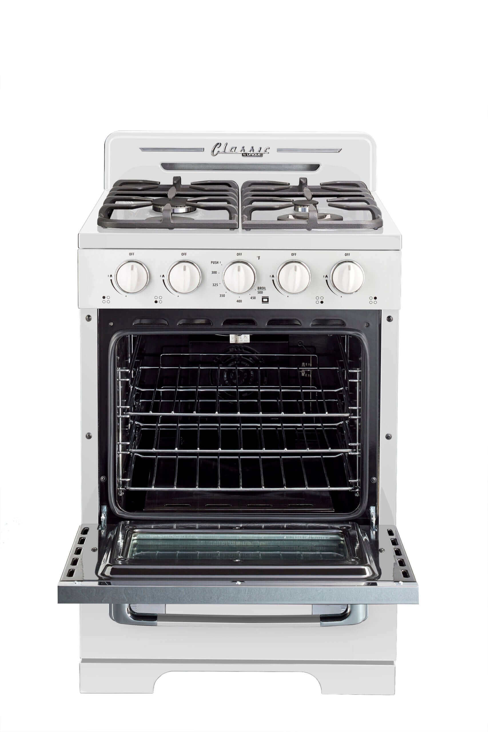 Unique 24" Classic Retro Propane Range (Battery Ignition) - White