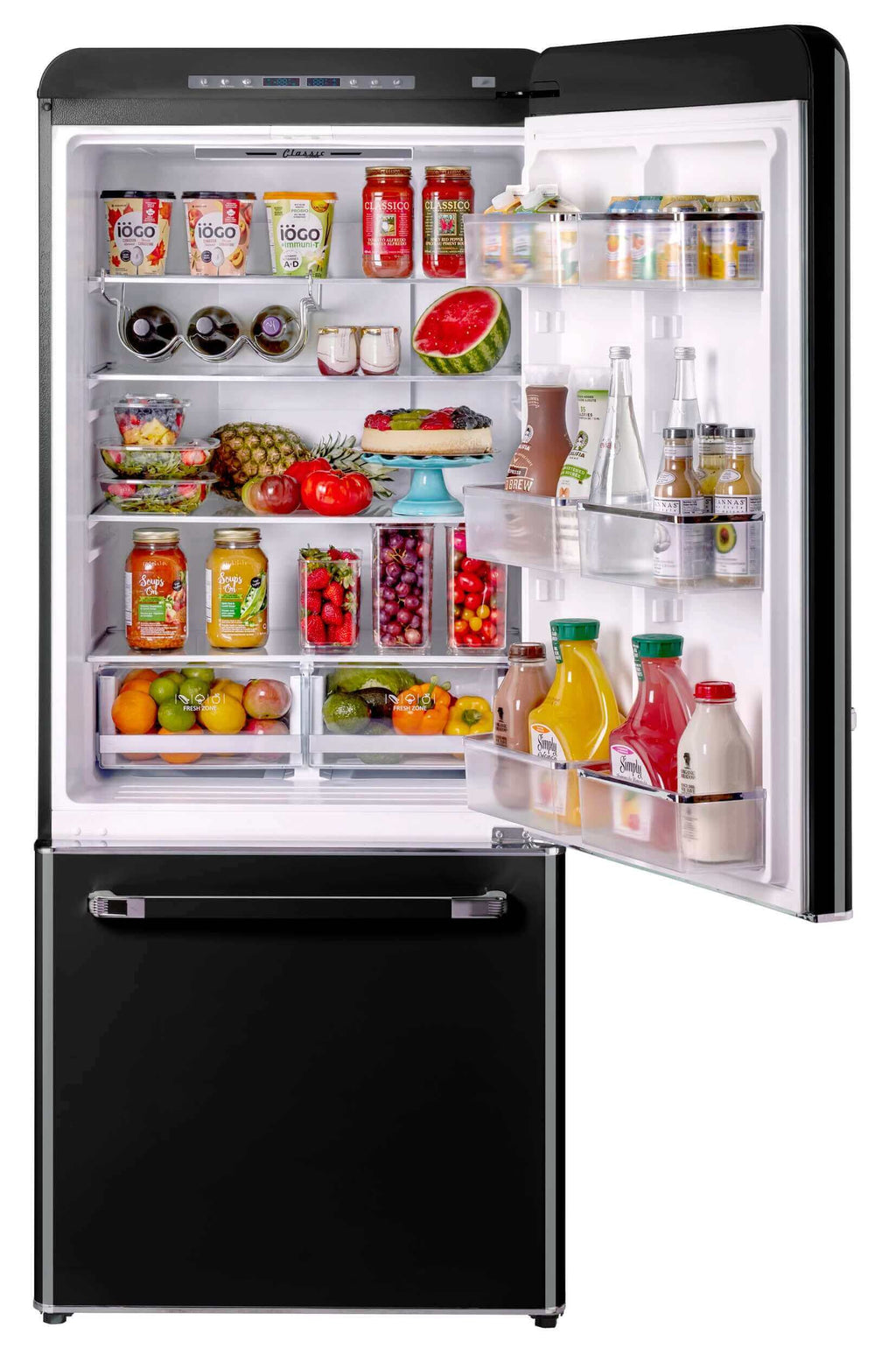Unique 120V 18 Cu/Ft Classic Retro Bottom Mount Refrigerator
