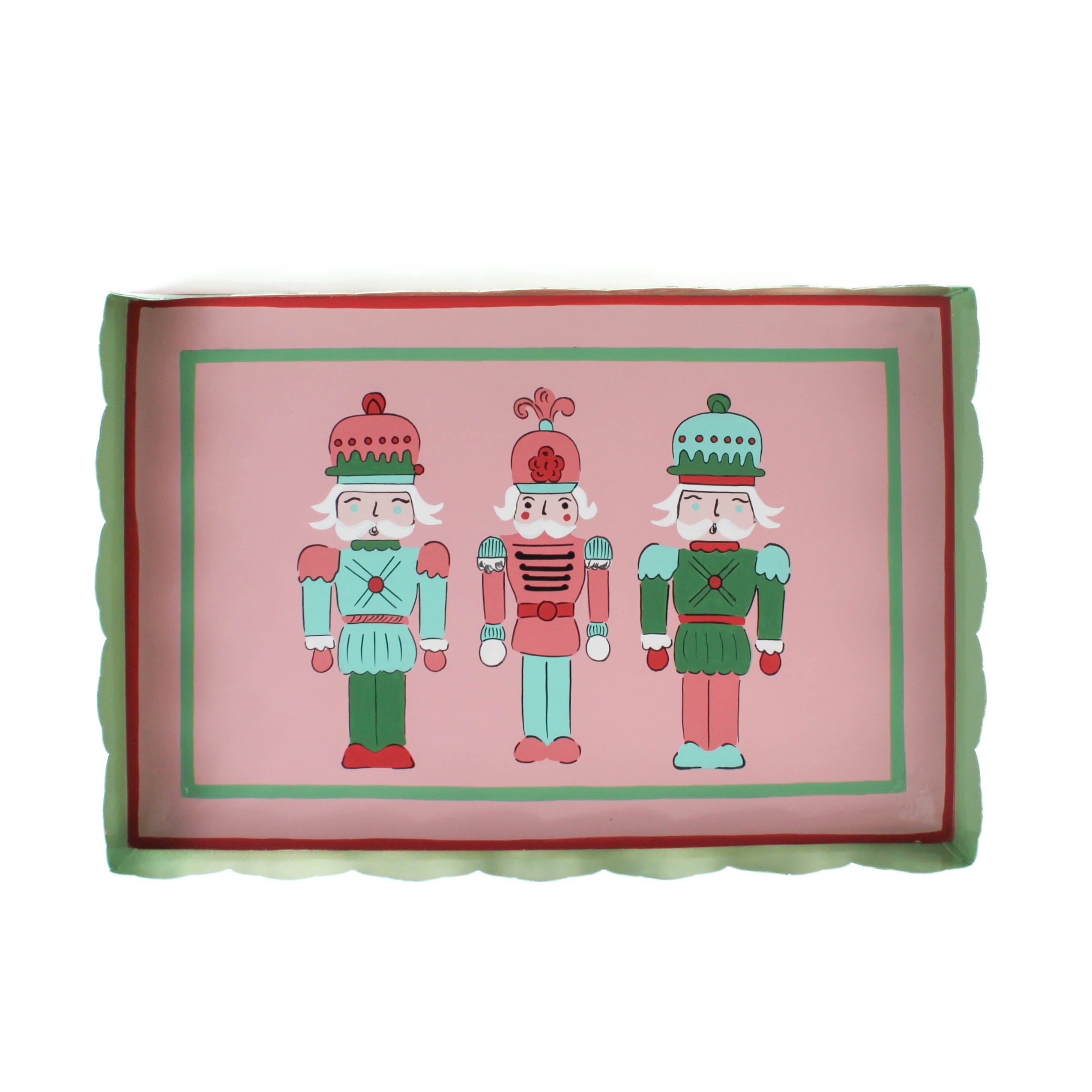 Hand-Painted Tole Metal Christmas Nutcracker Tray