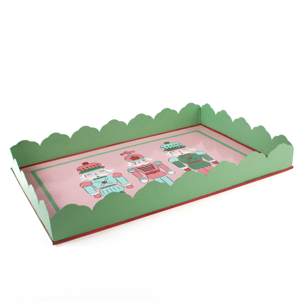 Hand-Painted Tole Metal Christmas Nutcracker Tray