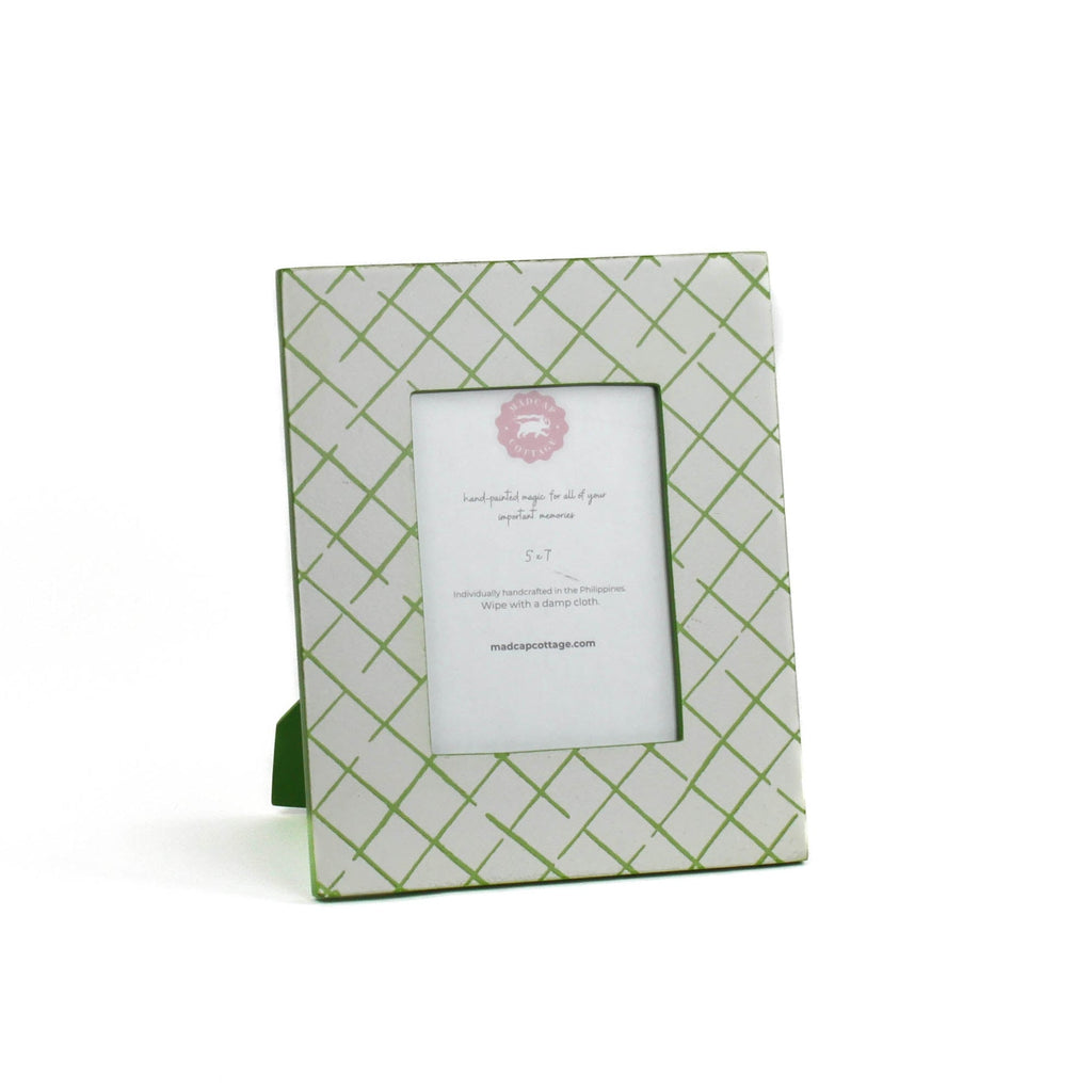 Hand-Painted Patterned 5 x 7 Frame - Bahama Court Green Trellis