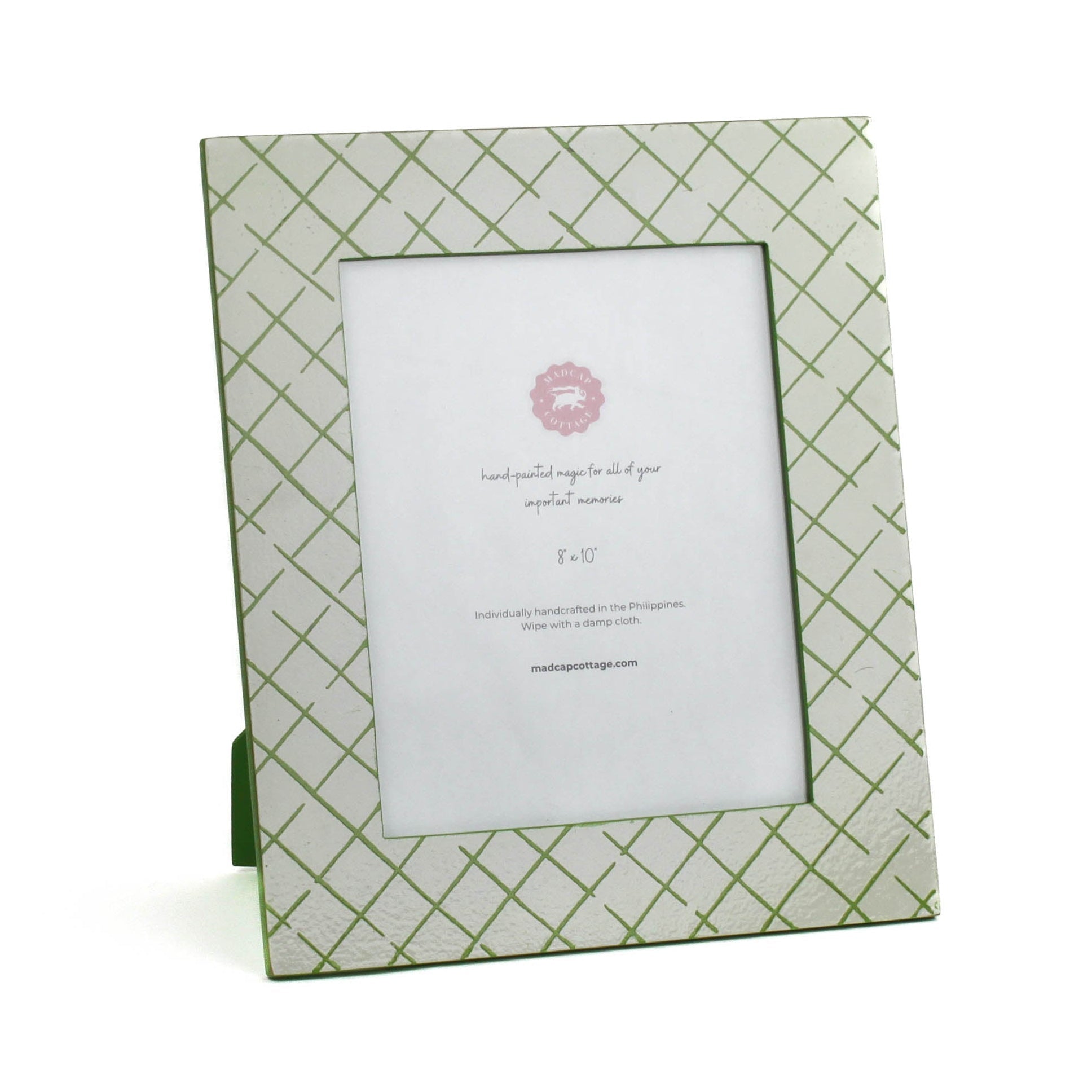 Hand-Painted Patterned 8 x 10 Frame - Bahama Court Green Trellis