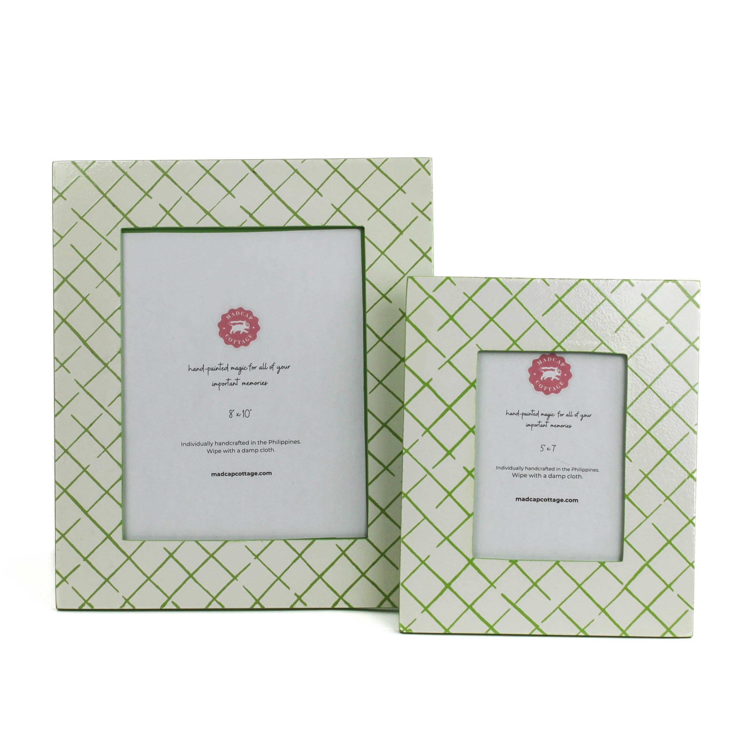 Hand-Painted Patterned 5 x 7 Frame - Bahama Court Green Trellis