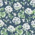 Cottage Grove Geranium Fabric - Lagoon Blue