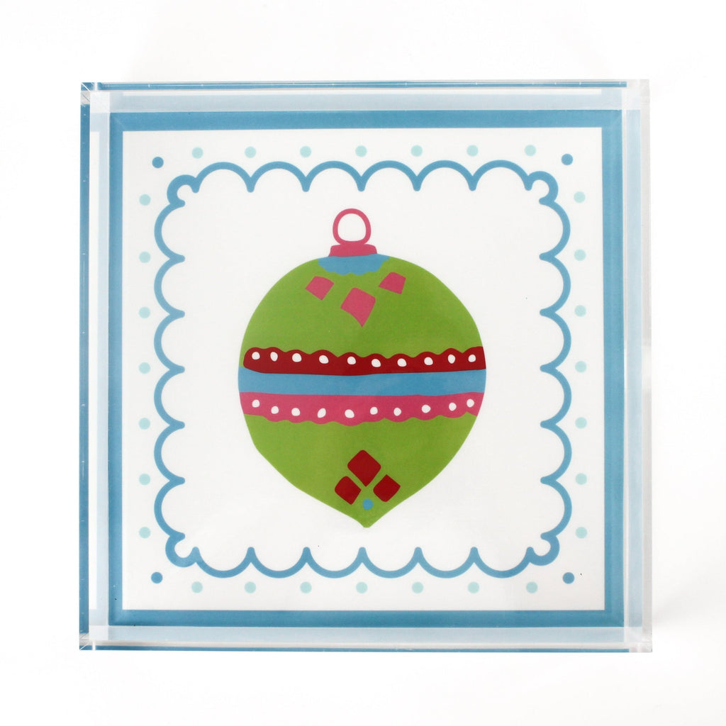 Christmas Ornament Green Square Acrylic Trays, 3 Sizes