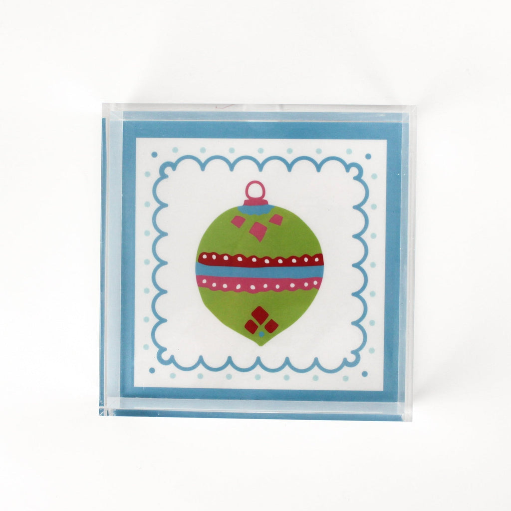 Christmas Ornament Green Square Acrylic Trays, 3 Sizes