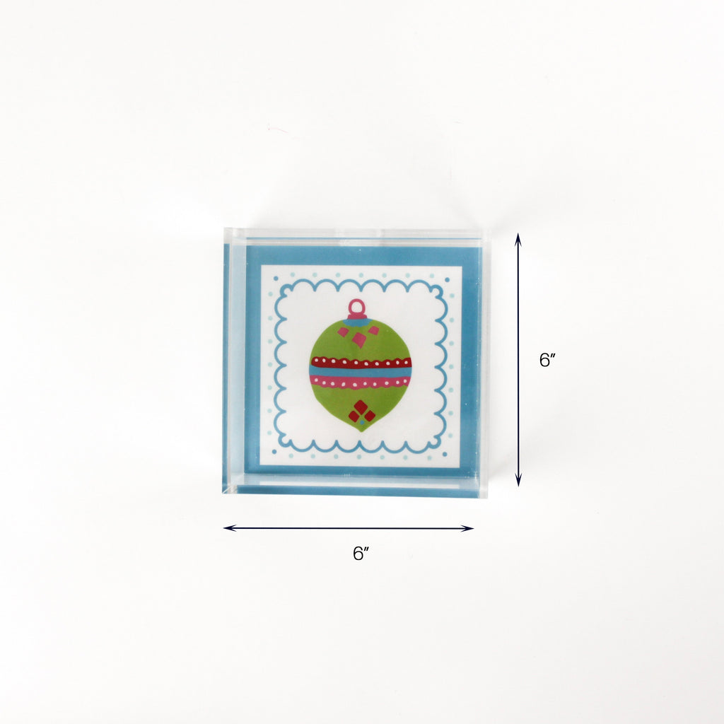 Christmas Ornament Green Square Acrylic Trays, 3 Sizes