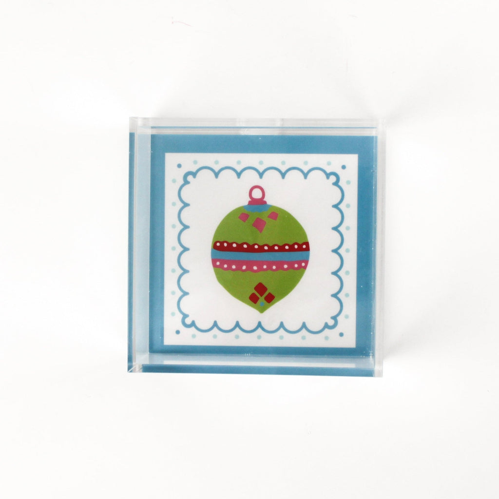 Christmas Ornament Green Square Acrylic Trays, 3 Sizes