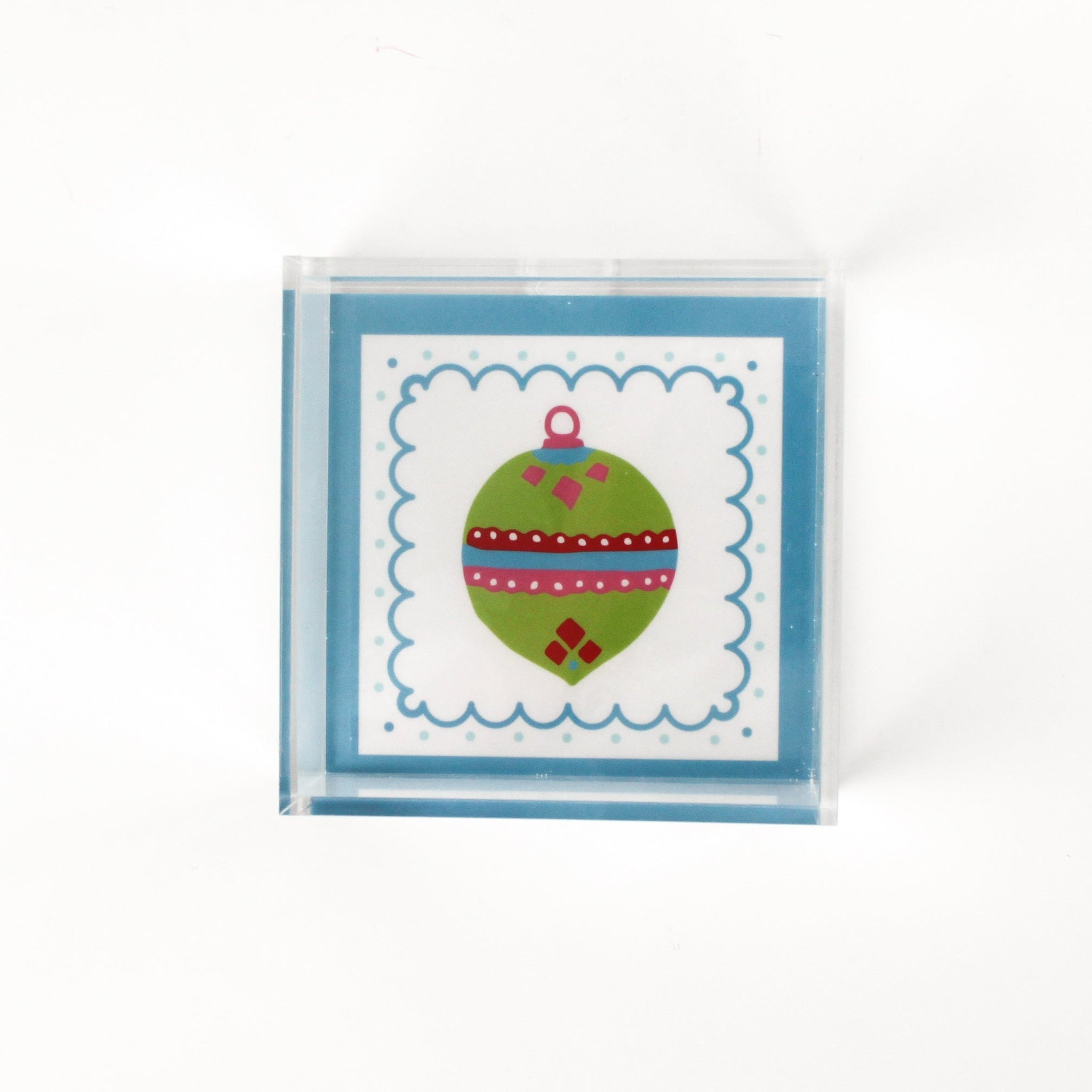 Christmas Ornament Green Square Acrylic Trays, 3 Sizes