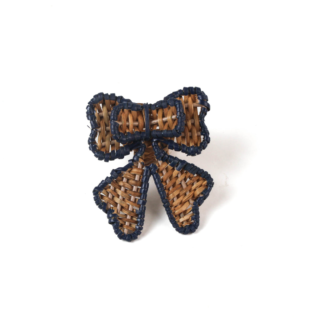 Rattan Bow Napkin Ring, Set of 4 - Blue