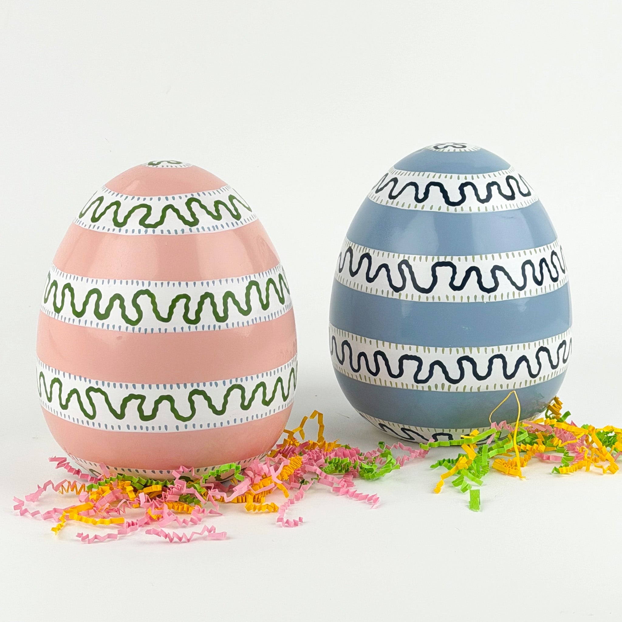 Harbor Trail 8" Tole Large Decorative Easter Eggs - Blue