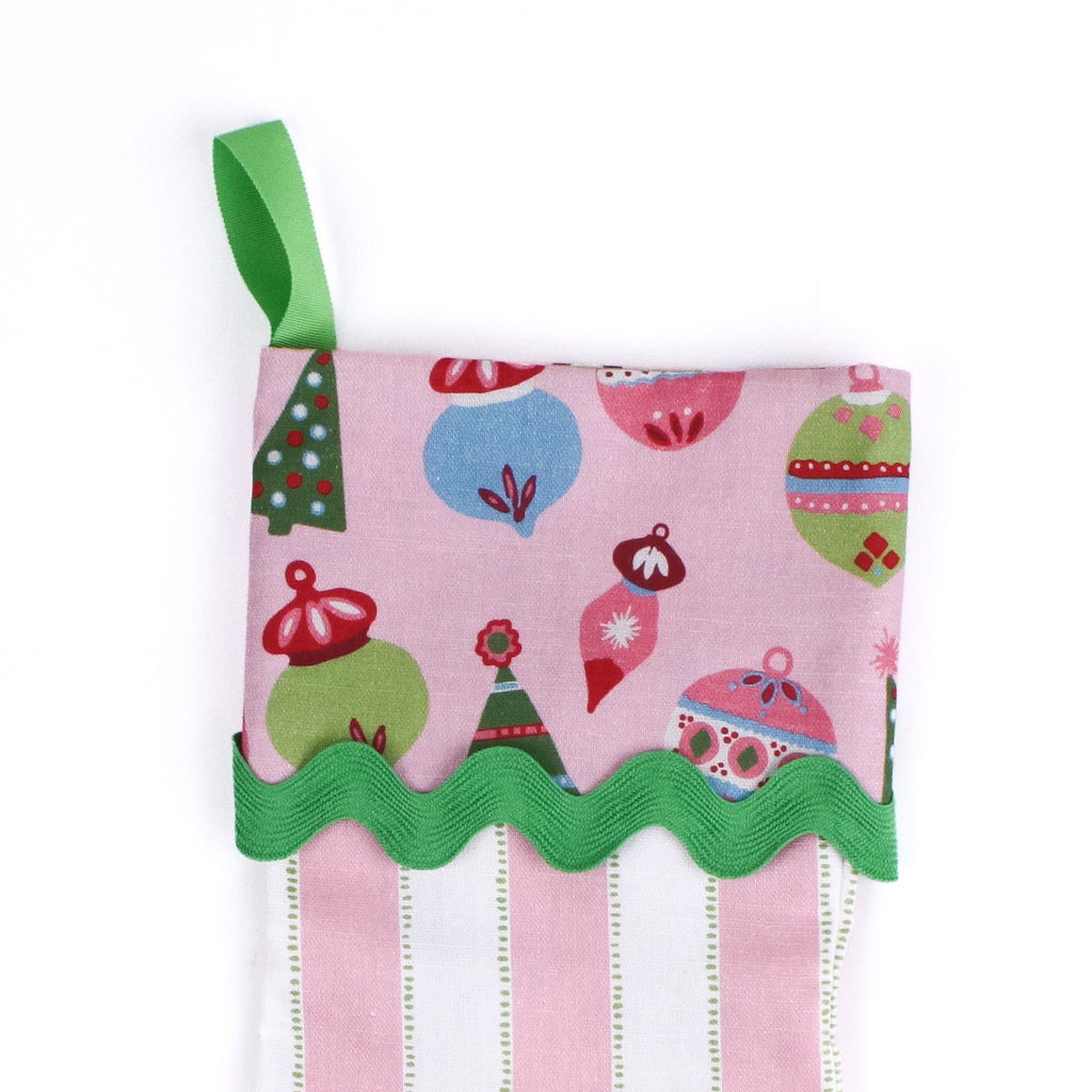 Cabana Boy Pink Christmas Stocking with Ric Rac