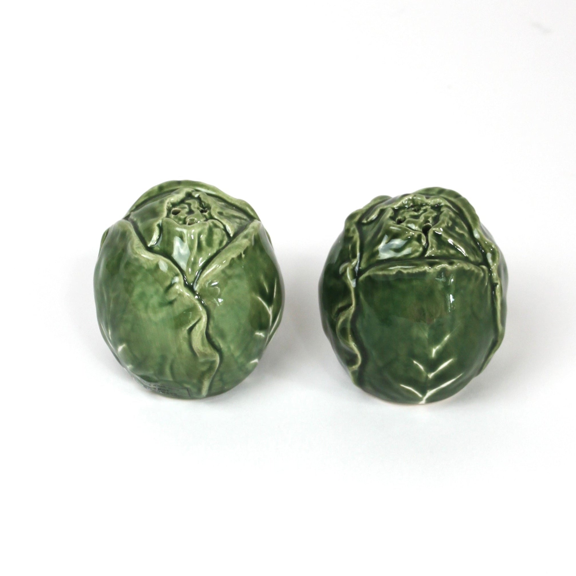 Hand-Painted Ceramic Cabbage Leaf Salt and Pepper Shakers