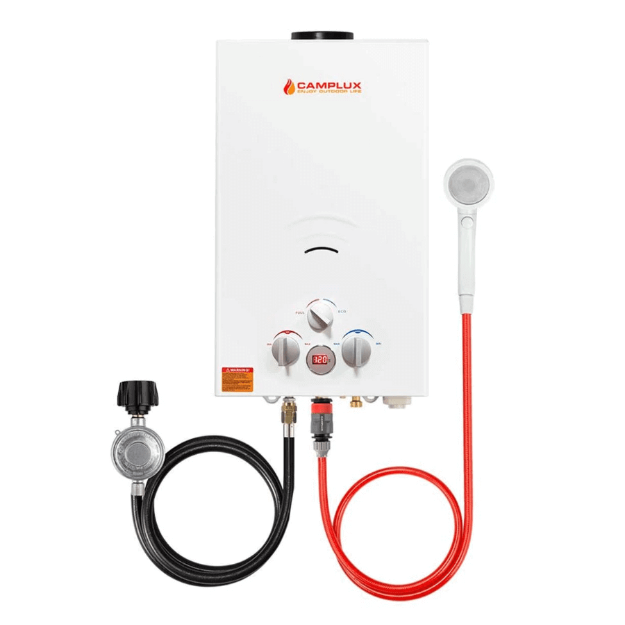 Camplux 10L Propane Portable Outdoor Tankless Water Heater - White