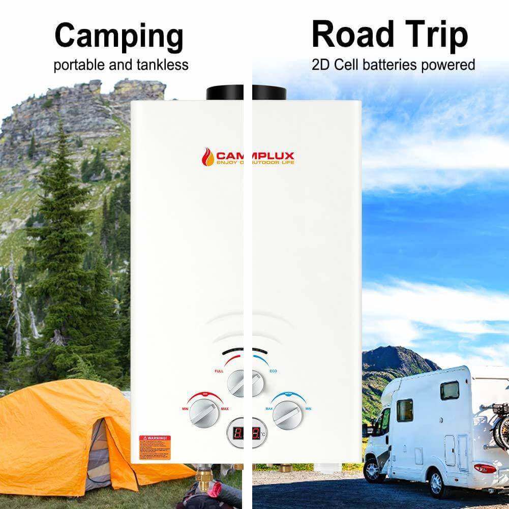 Camplux 8L Propane Outdoor Tankless Water Heater - White