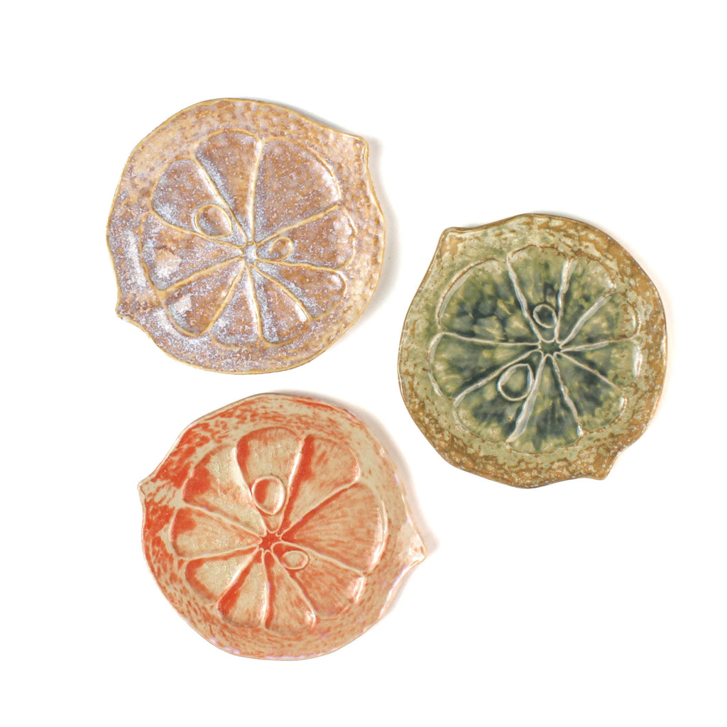 Ceramic Citrus Plates, Set of 3