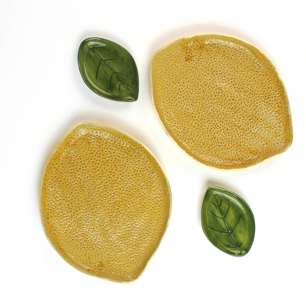 Lemon and Leaf Plates, Set of 4