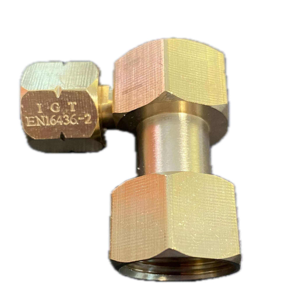 Cinderella G 1/4 LH - G 1/2 Brass 90º NPT - Female