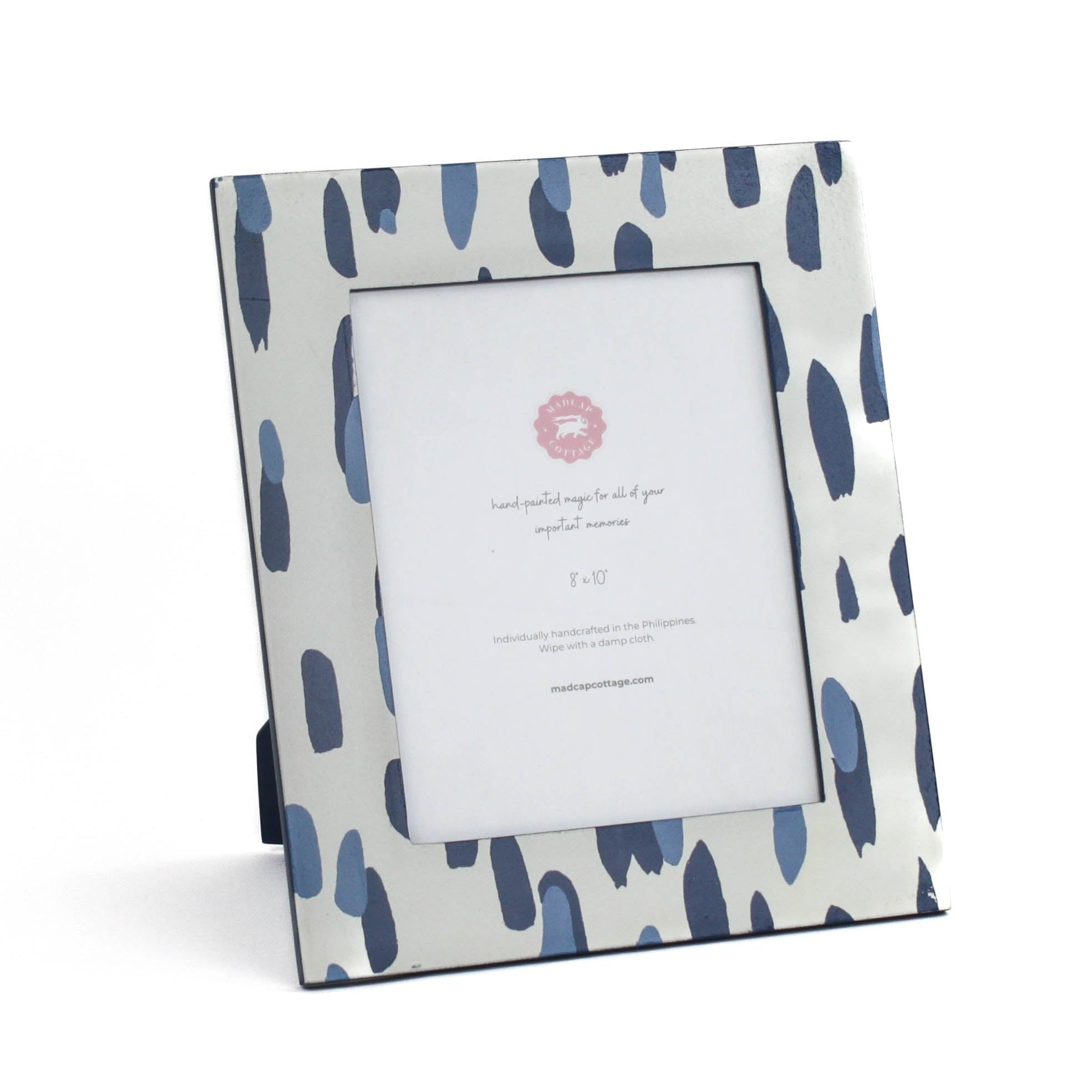 Hand-Painted Patterned 8 x 10 Frame - Club House Blue Brushstroke
