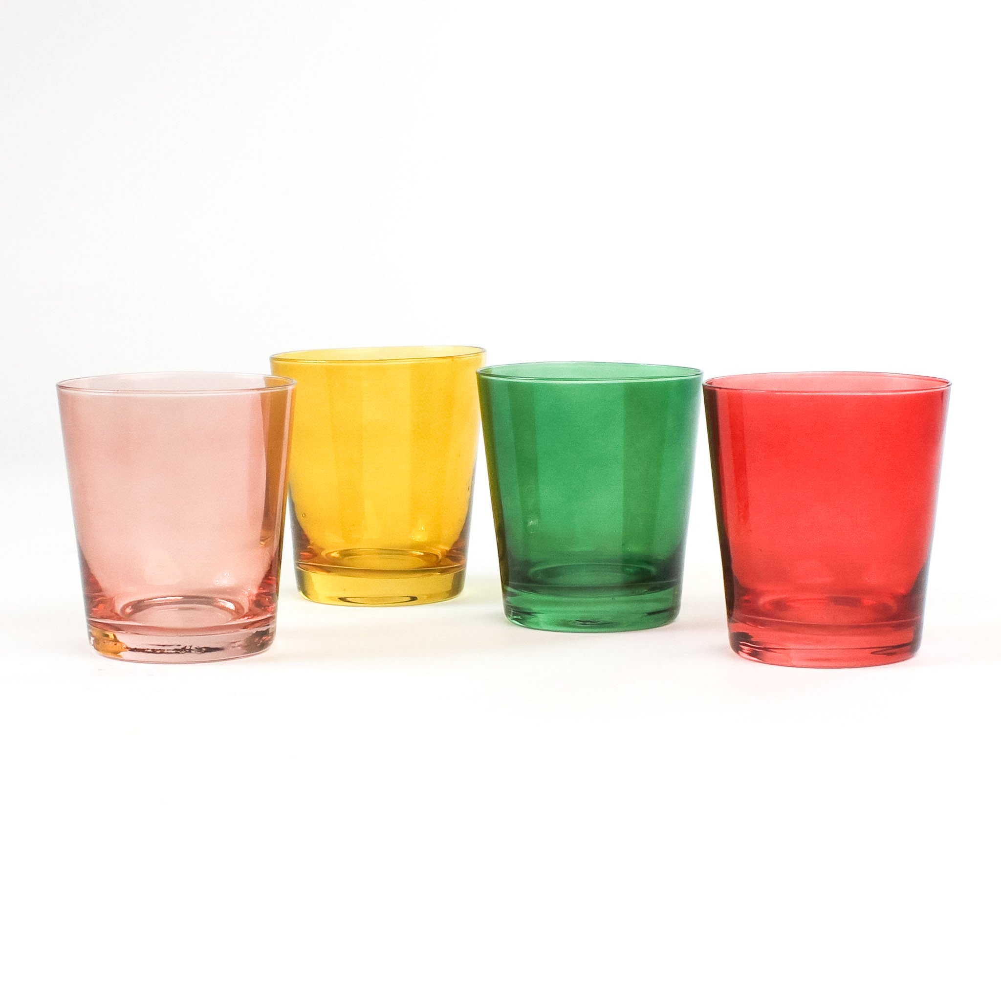 Low-Ball Colored Drinking Glasses, Set of 4