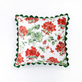 Cottage Grove Red Geranium Square Pillow with Ric Rac