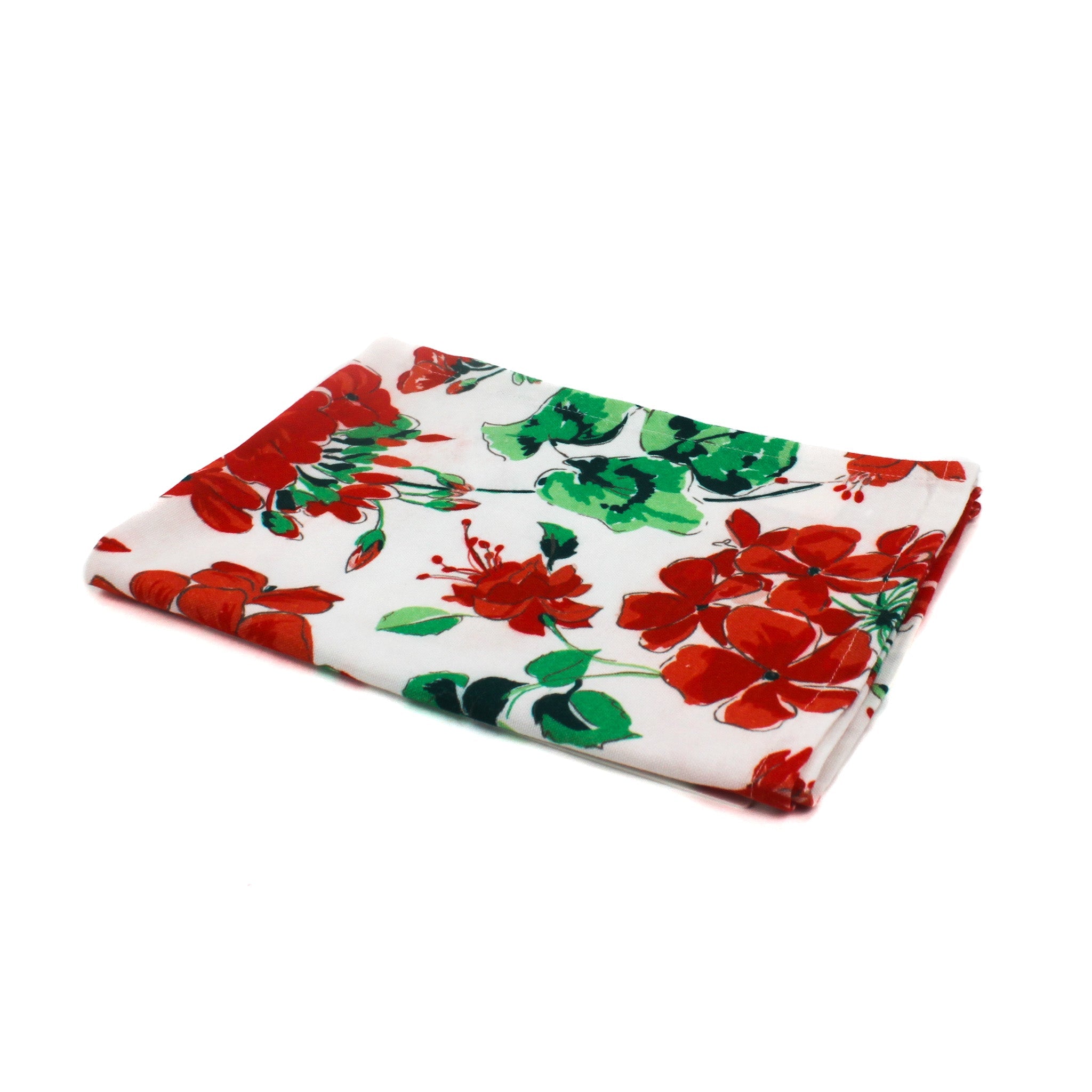 Cottage Grove Geranium Tea Towels/Dish Towels/Guest Towels - Red