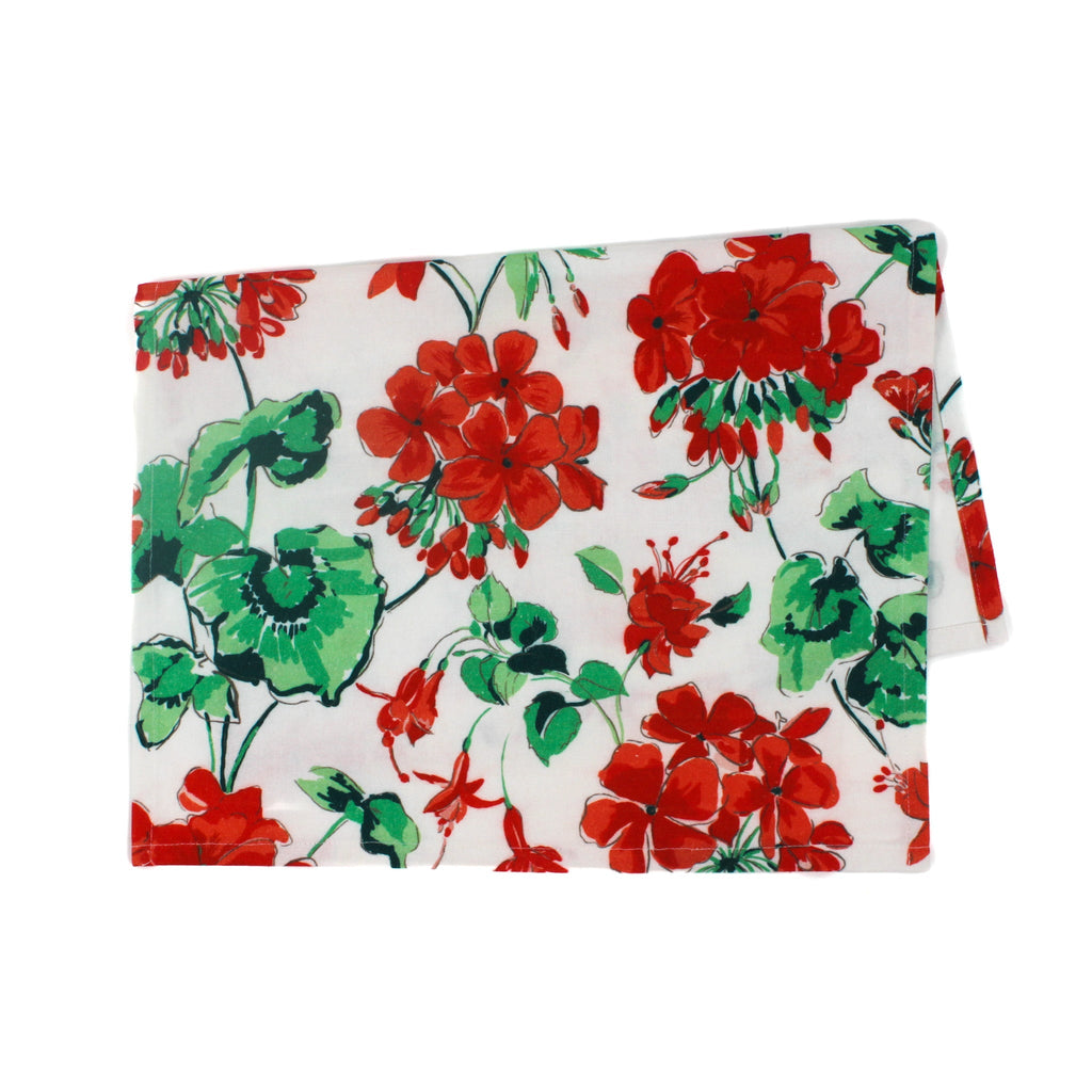 Cottage Grove Geranium Tea Towels/Dish Towels/Guest Towels - Red